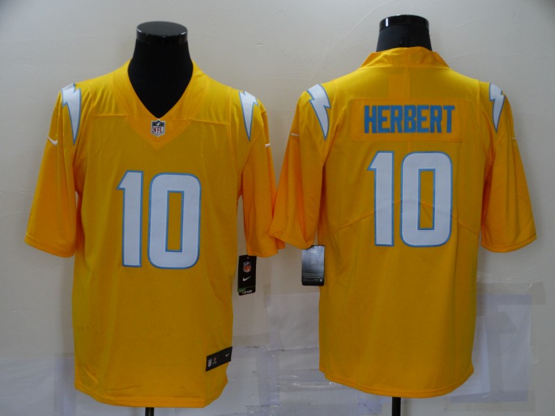 Men Los Angeles Chargers 10 Herbert yellow Vapor Untouchable Limited Player 2021 Nike NFL Jersey